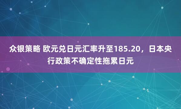 众银策略 欧元兑日元汇率升至185.20，日本央行政策不确定性拖累日元